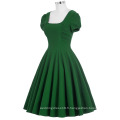 Belle Poque à manches courtes à la main à l&#39;arrière pour la mèche Puff Dark Green Retro Vintage 50s Party Dress BP000184-4